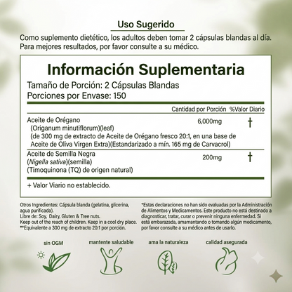 Aceite de Orégano + Semilla Negra